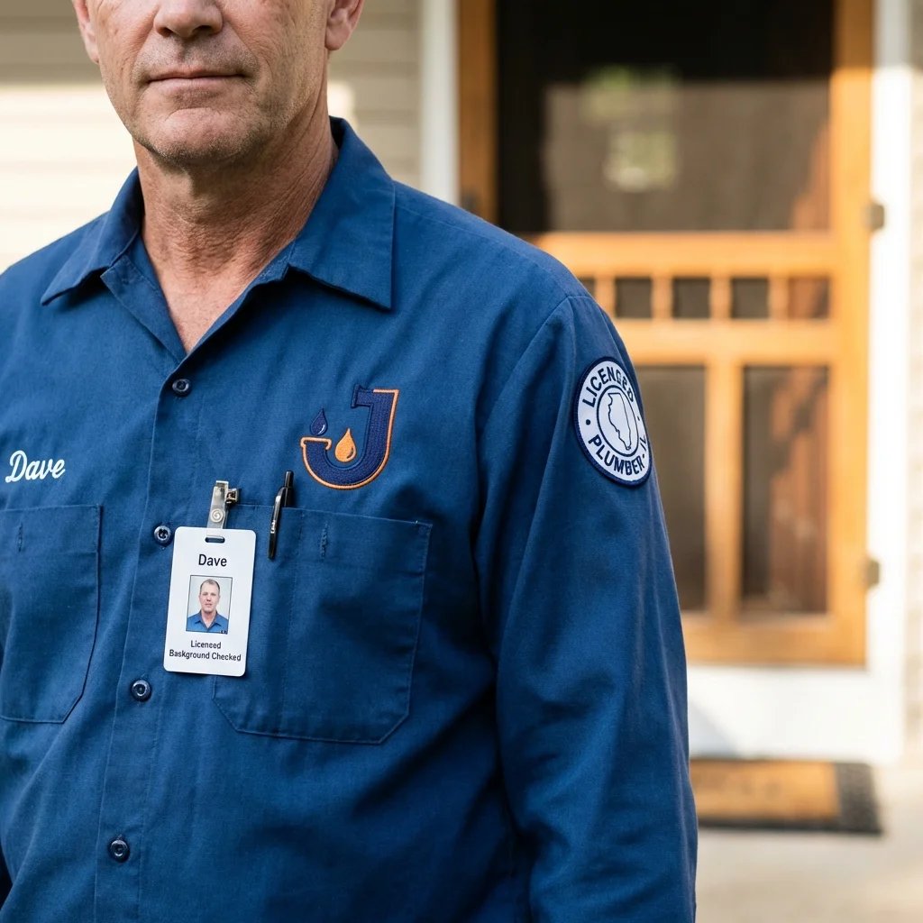 Licensed plumber showing ID badge in South Hadley, MA