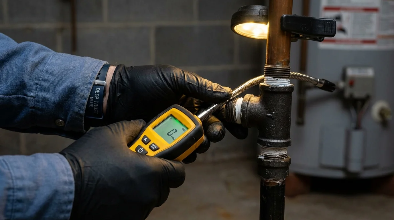 Gas leak detection with electronic sniffer by Johns Plumbing LLC in South Hadley