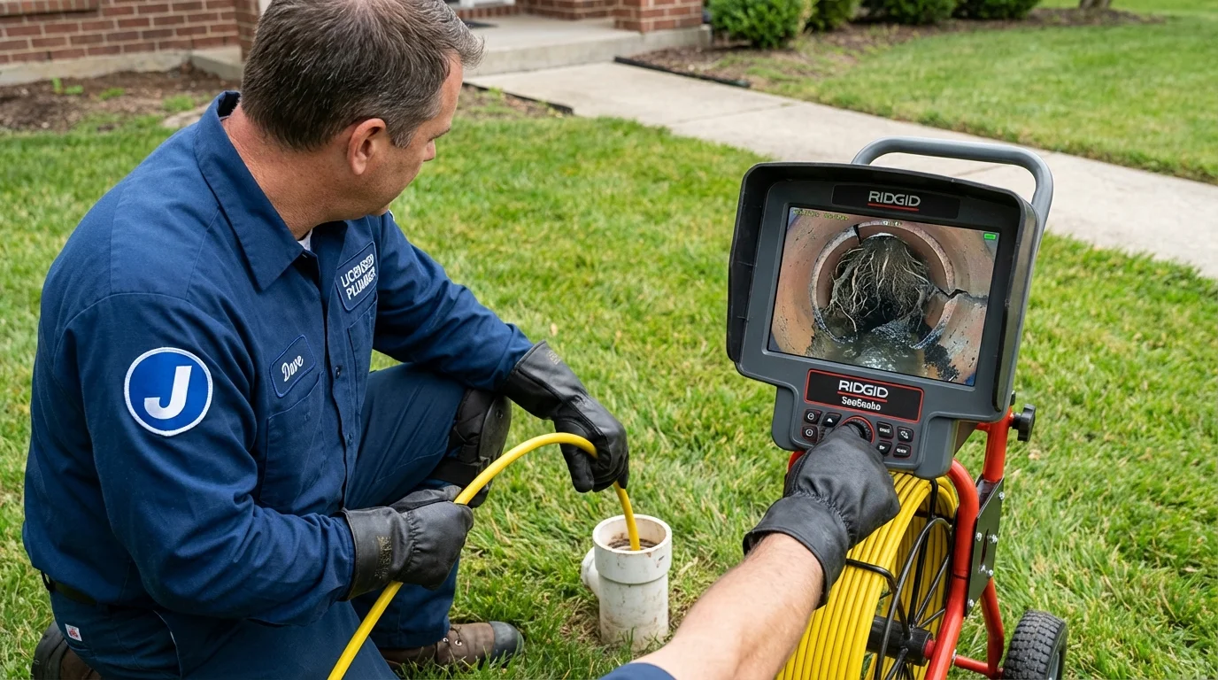 Sewer camera inspection being performed by Johns Plumbing LLC in South Hadley