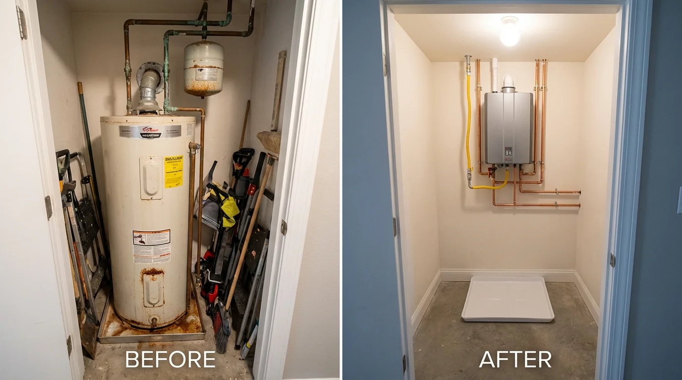 Tank water heater versus wall-mounted tankless unit comparison for South Hadley, MA homeowners